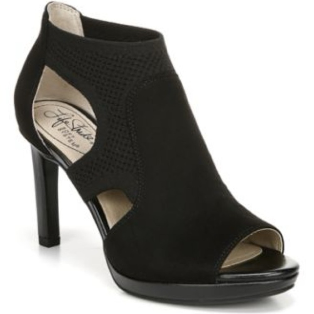 Life Stride Black Keiko Peep-Toe Heels